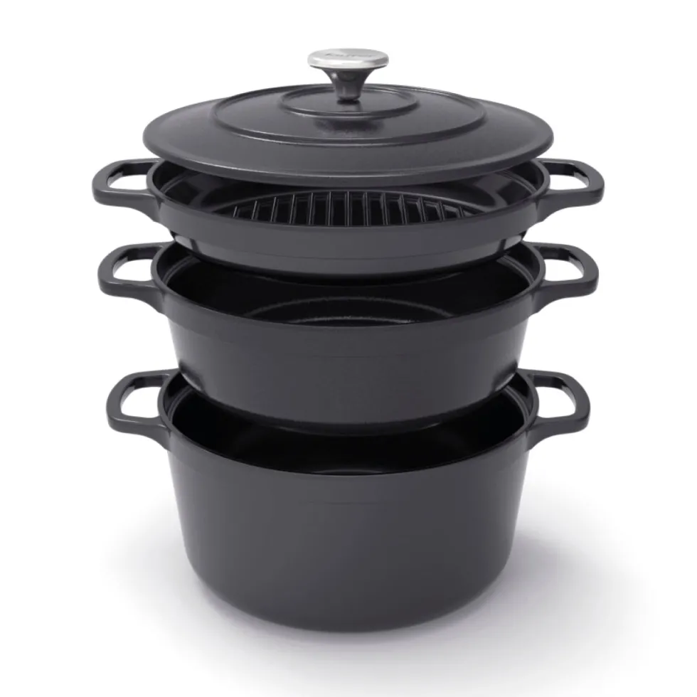 batterie_de_cuisine_empil_0.webp Batterie de cuisine empilable en fonte 4 pièces - Noir*Sauter Best