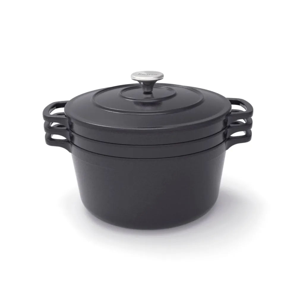 batterie_de_cuisine_empil_1.webp Batterie de cuisine empilable en fonte 4 pièces - Noir*Sauter Best