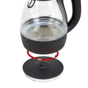 Bouilloire en verre avec fitre anticalcaire 1,5L - Noir / Gris*Kalorik Online