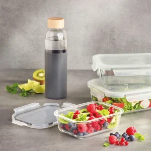 Bouteille en verre avec manchon en silicone et couvercle en bambou – 550 ml*Sauter Sale