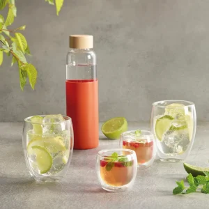 Bouteille en verre avec manchon en silicone et couvercle en bambou – 550 ml*Sauter Sale