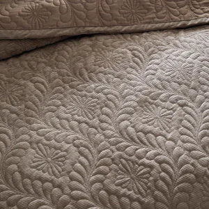 Couvre-lit en velours cételé - 220 x 250 cm - Flower Taupe*Cacharel Clearance