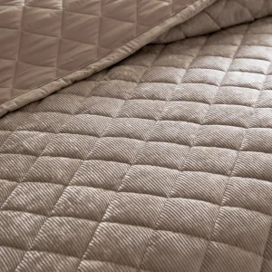 Couvre-lit en velours cételé - 220 x 250 cm - Diamond Taupe*Cacharel Fashion