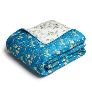 Couvre-lit ultra doux - dessin : Belle de nuit bleu/blanc*Rodier Sale