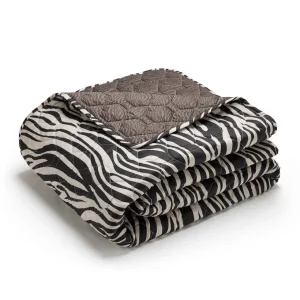 Couvre-lit XL en 100% satin de coton - dessin : Rêves zébrés Noir - 220 x 250 cm*Maison Héritage Discount