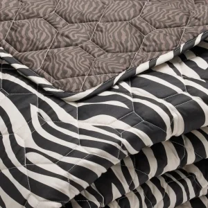 Couvre-lit XL en 100% satin de coton - dessin : Rêves zébrés Noir - 220 x 250 cm*Maison Héritage Discount
