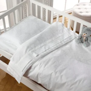 Drap plat bébé en satin de coton - tissé Jacquard - Arles Blanc*CXLbyChristianLacroix Sale