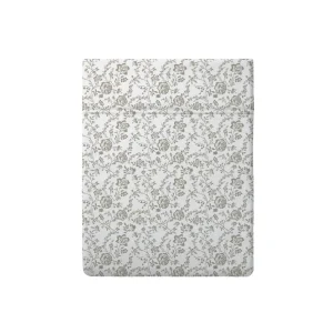 Drap plat bébé satin de coton - Parterre de Roses Blanc / Taupe*Rodier Best