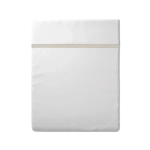 Drap plat satin de coton - Paris Taupe / Blanc*Maison Héritage Fashion