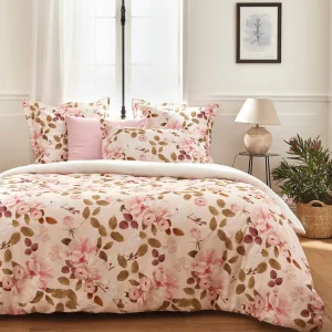 Drap plat satin de coton - Cerisier des Collines Rose*Cacharel Sale