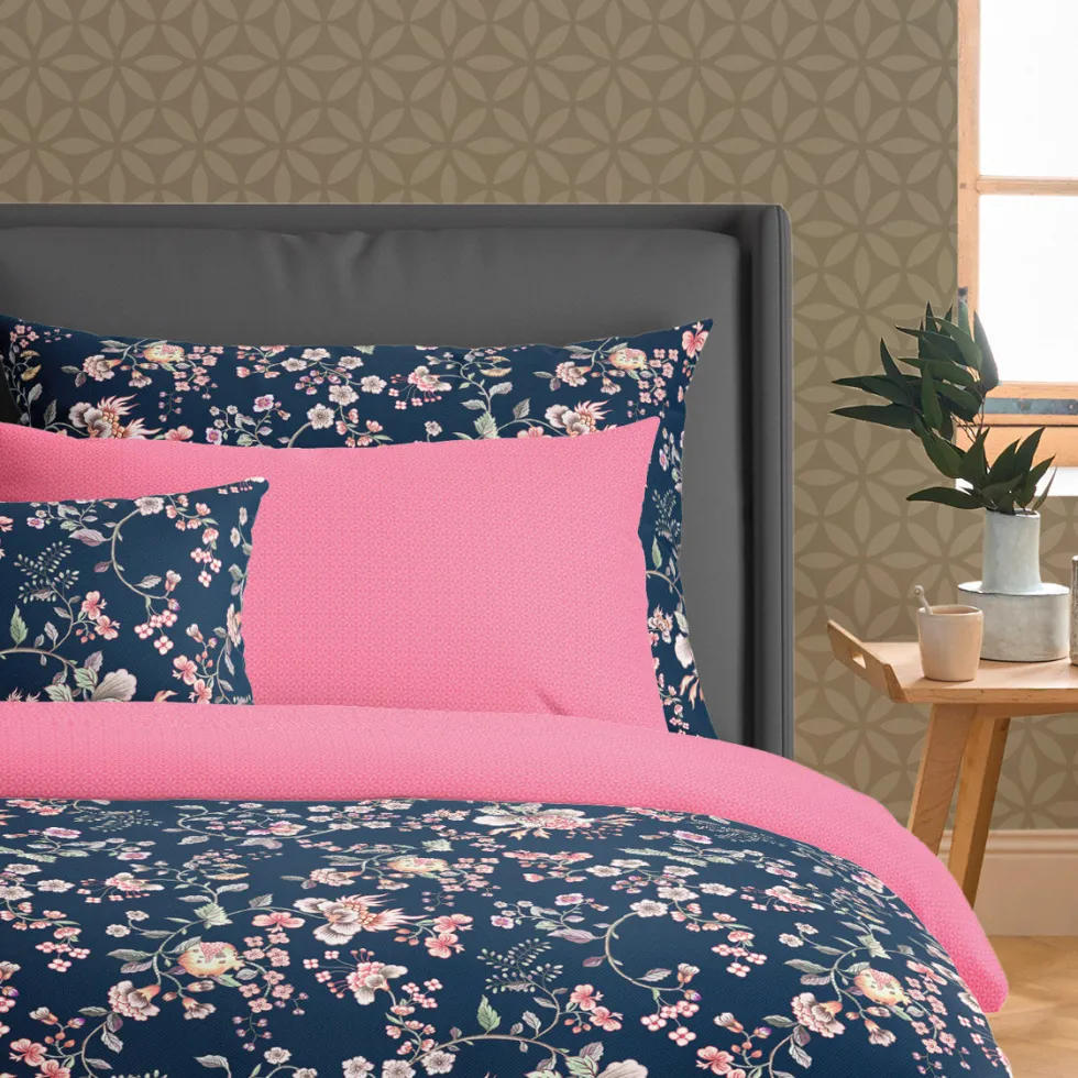 drap_plat_satin_de_coton__1-11.webp Drap plat satin de coton - Murmure floral Bleu foncé*Rodier Best