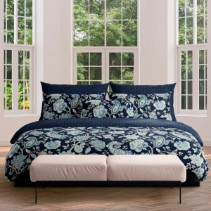 Drap plat satin de coton - Kashmir Blue foncé*Maison Héritage Sale