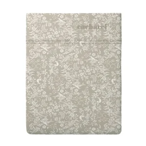 Drap plat satin de coton - Birds Taupe foncé*Cacharel Online