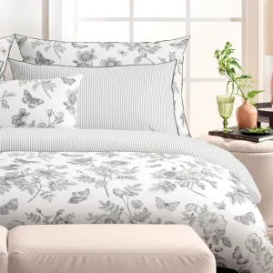 Drap plat satin de coton - Envolée de papillons Blanc*Cacharel New