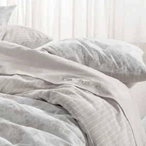 Drap-housse - lin / coton - Roses Taupe*Cacharel Discount