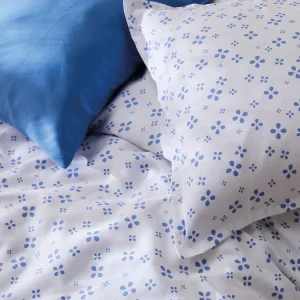 Drap-housse satin de coton - Mirabelle Blanc/bleu*Ines by Ines de la Fressange Discount