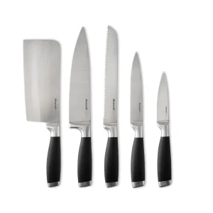 Ensemble de 8 pièces : 1 support en acrylique + 5 couteaux + 1 ciseaux + 1 fusil à aiguiser*Brandt Fashion