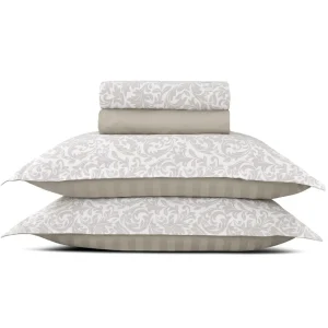 Ensemble de draps : drap-housse, drap plat, taie(s) d'oreiller en satin de coton - Romanesque Taupe*Cacharel Sale
