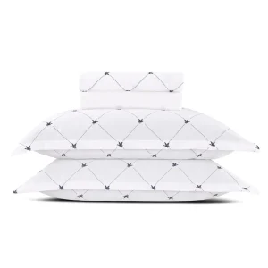 Ensemble de draps : drap-housse, drap plat, taie(s) d'oreiller en satin de coton - Canards Evy blanc*Chevignon Hot