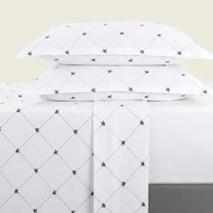 Ensemble de draps : drap-housse, drap plat, taie(s) d'oreiller en satin de coton - Canards Evy blanc*Chevignon Hot