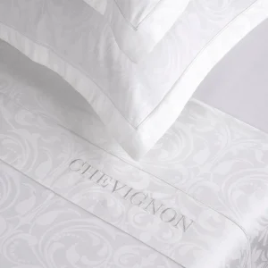Ensemble de draps : drap-housse, drap plat, taie(s) d'oreiller en satin de coton - tissé Jacquard - Victorian blanc*Chevignon Online