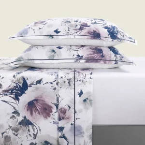 Ensemble de draps satin de coton - Erodium Blanc*Maison Héritage Online