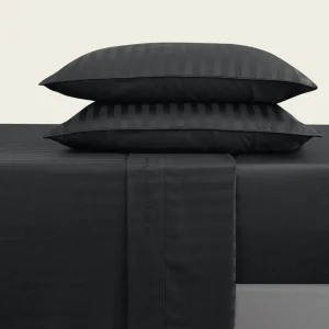 Ensemble de draps satin de coton - rayures tissé Jacquard - Noir*CXLbyChristianLacroix Best