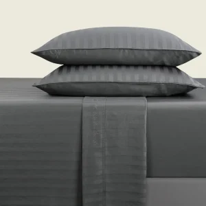 Ensemble de draps satin de coton - rayures tissé Jacquard - Gris foncé*CXLbyChristianLacroix Sale