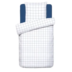 Housse de couette + taie(s) d'oreiller satin de coton - Grands carreaux blanc*Rodier Clearance