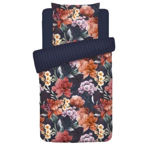 Housse de couette + taie(s) d'oreiller satin de coton - Eclat de caramel Bleu foncé*Rodier Hot