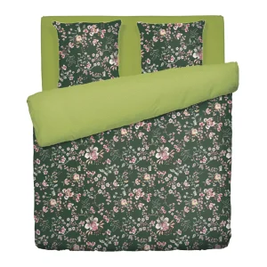 Housse de couette + taie(s) d'oreiller satin de coton - Murmure floral Vert*Rodier Fashion