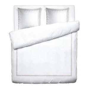 Housse de couette + taie(s) d'oreiller satin de coton - Nice Taupe / Blanc*Rodier Best