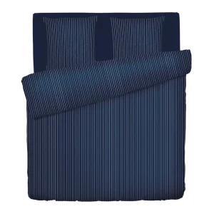 Housse de couette + taie(s) d'oreiller satin de coton - Rayures élégantes Bleu foncé*Maison Héritage Online