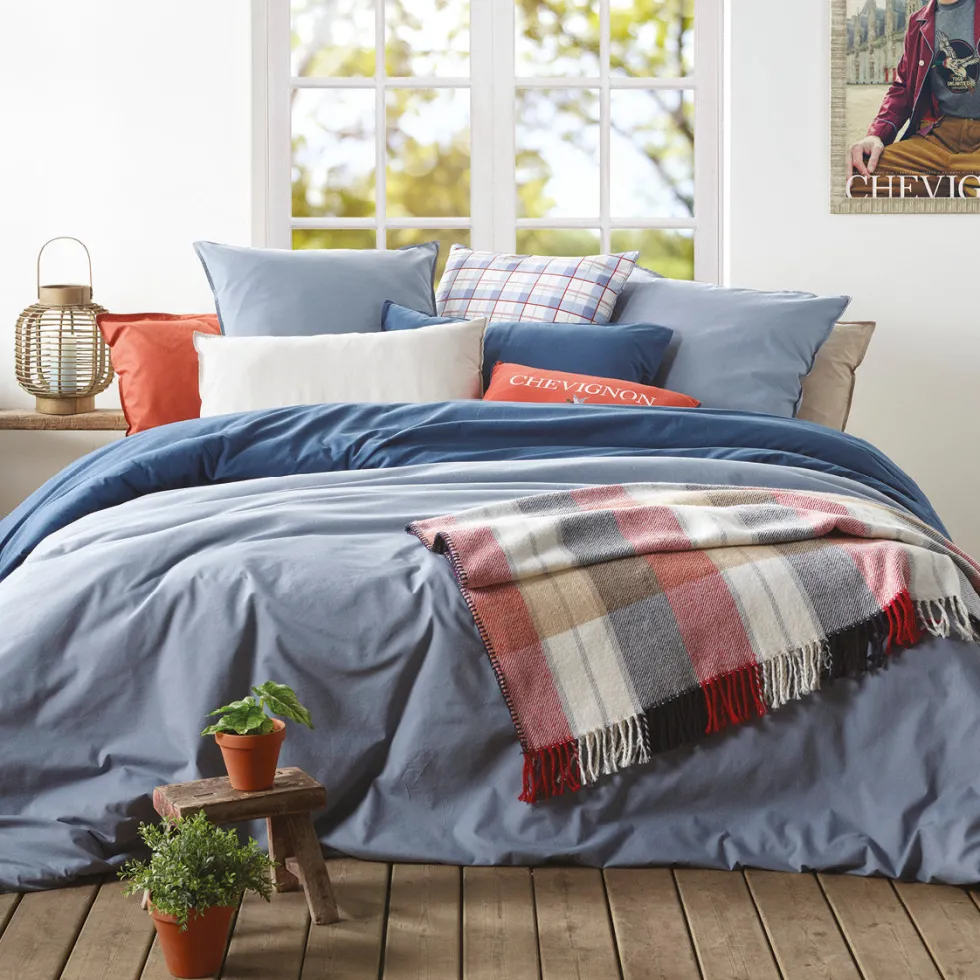 housse_de_couette__taies__2-169.webp Housse de couette + taies coton lavé - Uni Bleu clair*Chevignon Outlet