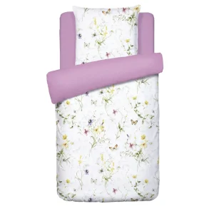 Housse de couette + taie(s) satin de coton - Prairie de fleurs sauvages Blanc*Cacharel Fashion