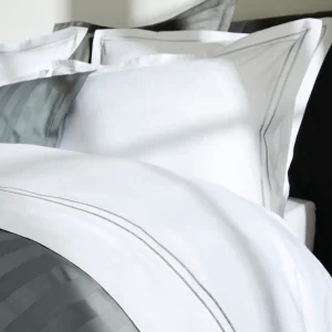 Housse de couette + taie(s( d'oreiller satin de coton - Nice Gris / Blanc*Rodier New