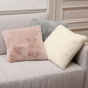 Housse de coussin imitation fourrure Blanc - 40 x 40 cm*Maison Héritage New