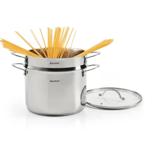Marmite avec panier à pâtes Qulinox Pro - Triple fond - acier inoxydable - couvercle - 24 cm - Argenté*Sauter Outlet