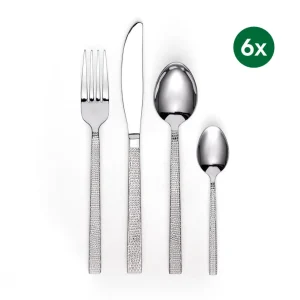 Ménagère 24 pièces manche look martelé - acier inoxayble finition brillante*Sauter Sale