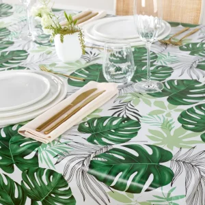 Nappe enduite anti-tache - Feuilles de palmier Blanc*Ines by Ines de la Fressange Outlet