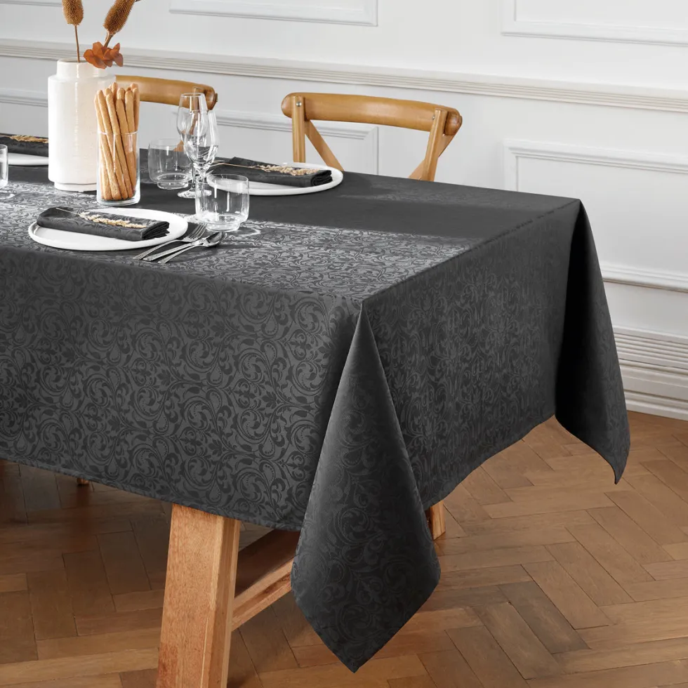 nappe_tiss_jacquard_fleur_1.webp Nappe tissé Jacquard Fleurette - 170 x 250 cm - Gris foncé*Sauter Clearance