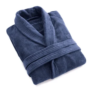 Peignoir avec col châle - Bleu foncé*Maison Héritage Discount