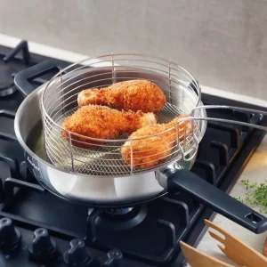 Sauteuse avec couvercle Qulinox - Triple fond - acier inoxydable - panier à friture - Argenté*Sauter Online