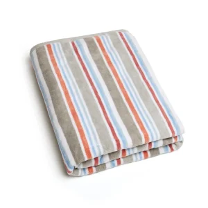 Serviette de plage à rayures en 100% coton - ultra douce et absorbante - Multico rouge - 100 x 180 cm*Chevignon Best