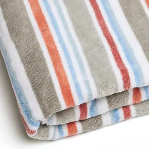 Serviette de plage à rayures en 100% coton - ultra douce et absorbante - Multico rouge - 100 x 180 cm*Chevignon Best