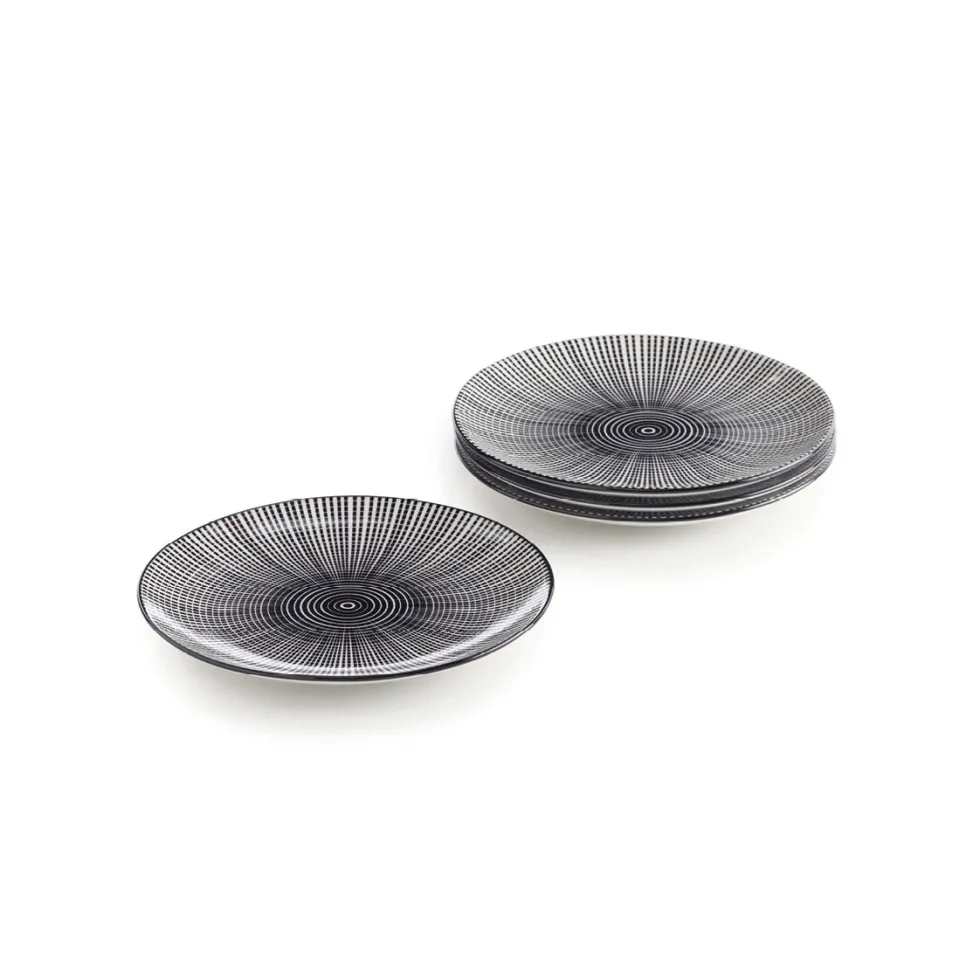 set_de__assiettes__desser_0-3.webp Set de 4 assiettes à dessert avec relief - Blanc / Noir*Sauter Discount