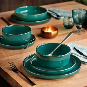 Set de 4 assiettes à dessert avec relief - Vert foncé*Sauter Hot