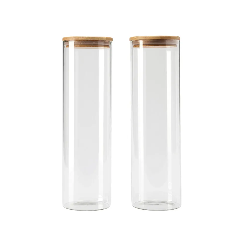 set_de__bocaux_hauts_en_v_0-2.webp Set de 2 bocaux hauts en verre avec couvercle en bambou – transparent*Kalorik Best