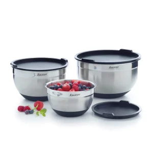 Set de 3 bols à mélanger en acier inoxydable avec couvercles – 16 + 20 + 24 cm*Sauter Clearance