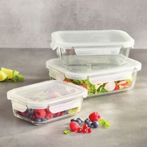 Set de 3 boîtes alimentaires en verre avec couvercles hermétiques – 0.6l + 1l + 1.5L*Kalorik Outlet